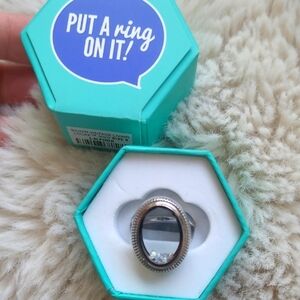 Silver Oval Ring with Crystal Accent